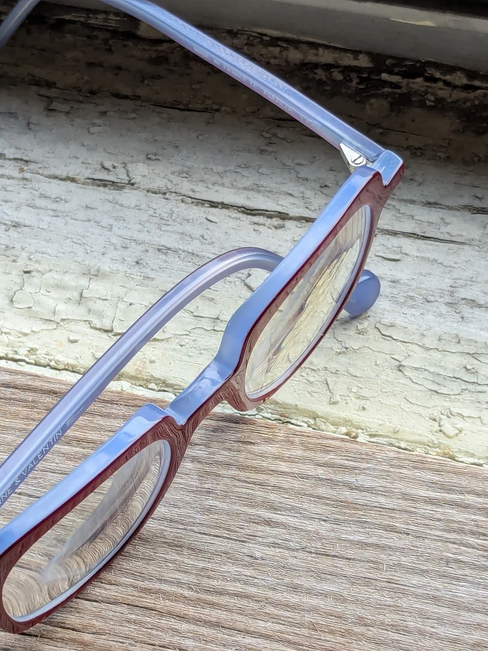 Bold Two-Tone Women’s Glasses Frame in Red and Light Blue